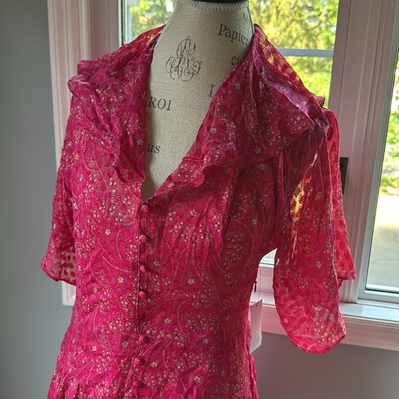 Equipment Samia silk floral ruffled button down midi long dress NWT size 6 - Picture 6 of 17